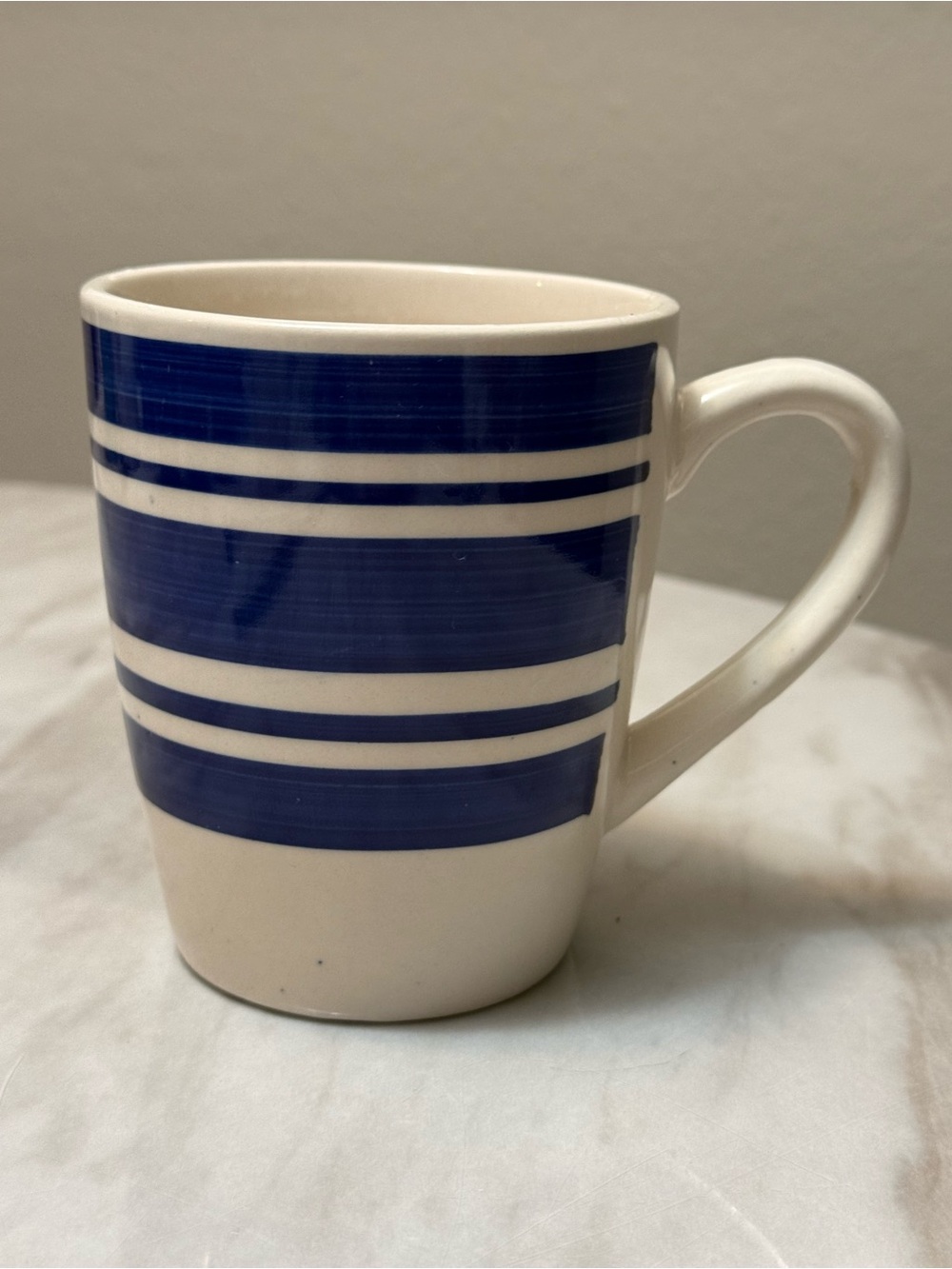 Royal Norfolk Stoneware Striped Blue White Coffee Mugs 16 fl oz
